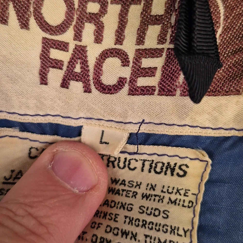 THE NORTH FACE Blue Goose‎ Down Puffer Mens Large Full Button Vest VTG 70s RARE